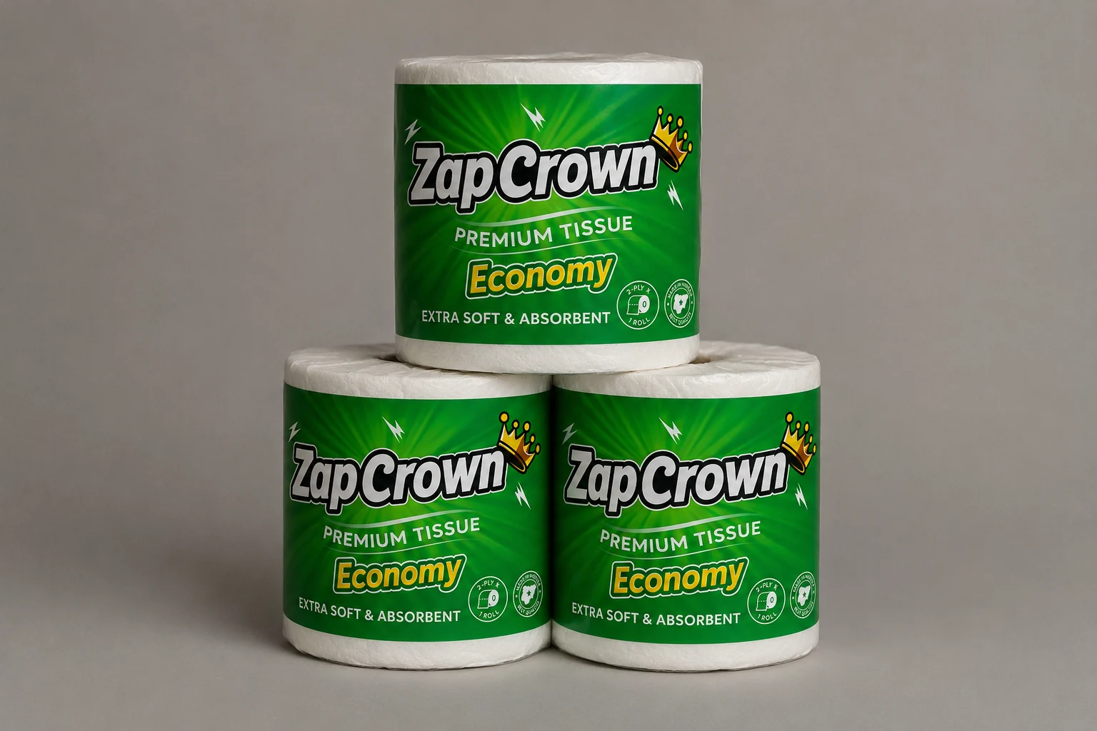 ZapCrown Tissue Paper Economy Plus green rolls